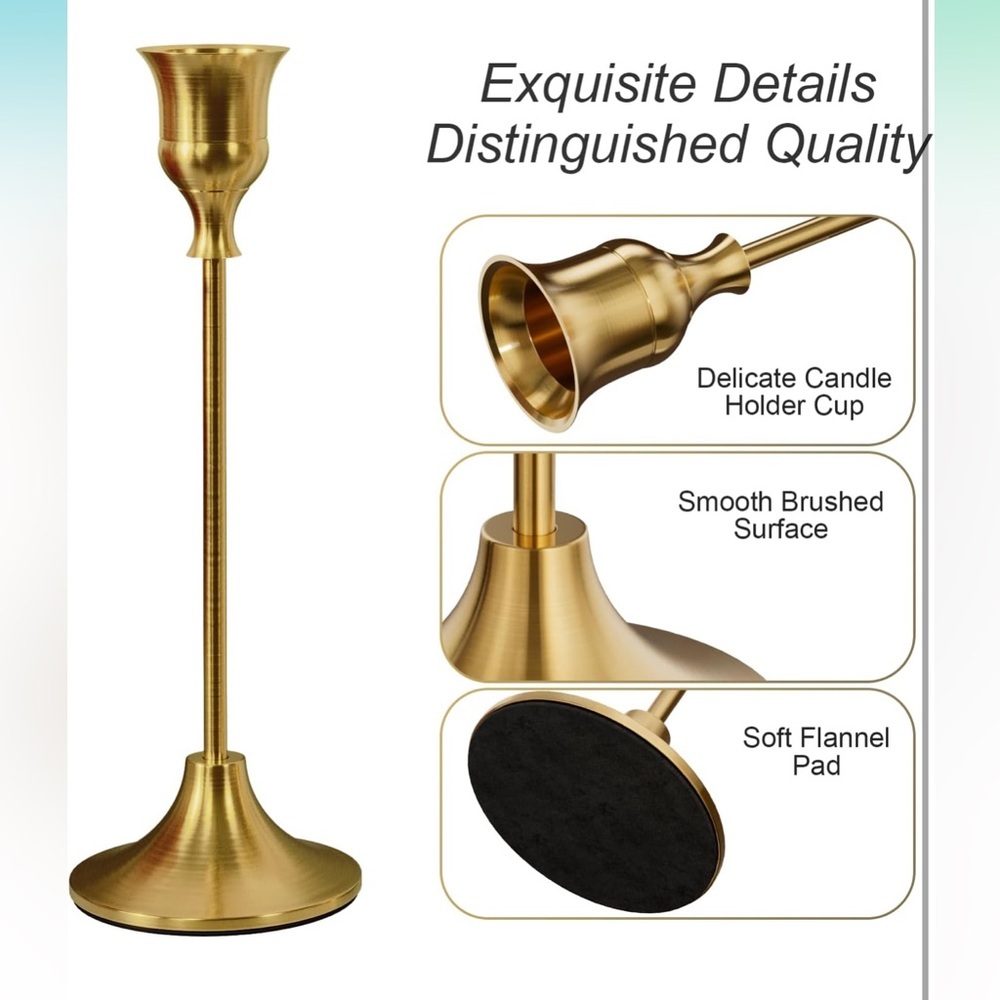 🆕 Set of 3 Brass Candlestick Holders - Picture 5 of 10
